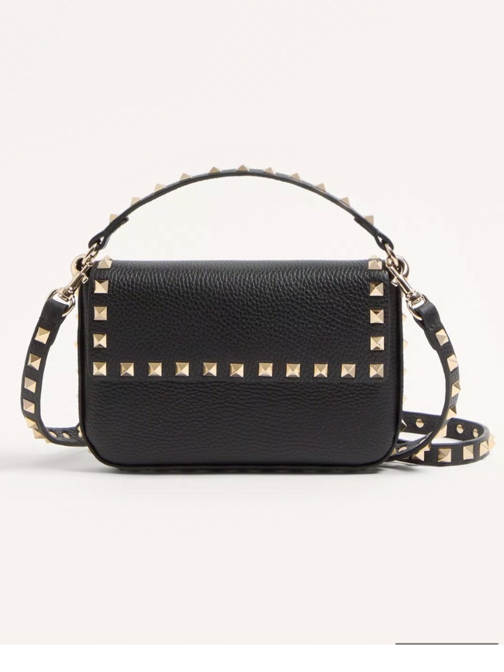 Valentino Black Rockstud Grainy Calfskin Shoulder Bag